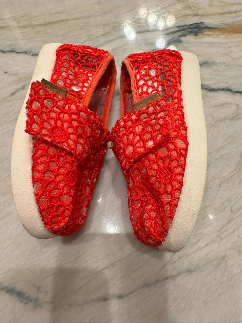 TOMS Alpargata Classic Toddler Shoe Flame Moroccan Crochet, Size 6